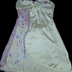 Floral Embroidered Satin Dress